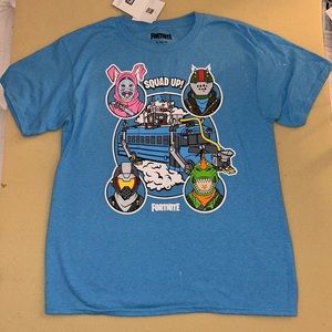 New Epic Games Fortnite Battle Bus Squad Up Graphic T-shirt (XL)